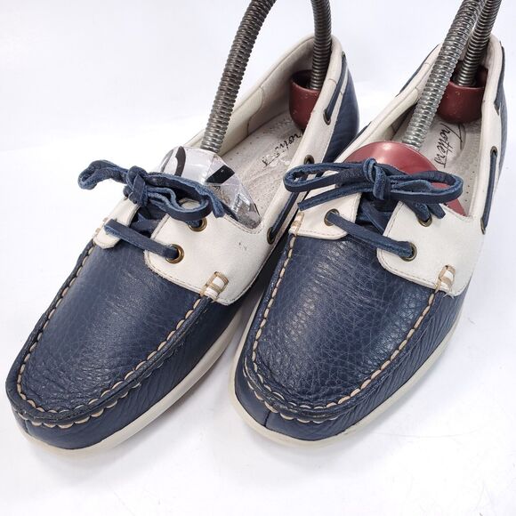 Trotters Zara Casual Lace Up Boat Shoe Womens Size 7 T1217-123 Blue White - Picture 8 of 9
